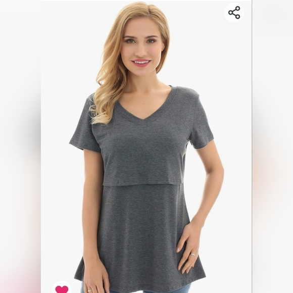 3/$25 Maternity Nursing Shirt, Grey - Picture 1 of 3